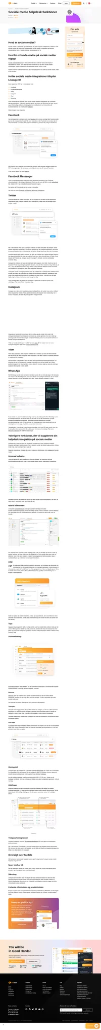 LiveAgent leverer helpdesk på sociale medier. Forbedre din service med Instagram, Facebook, Twitter og Viber integrationer i LiveAgent.