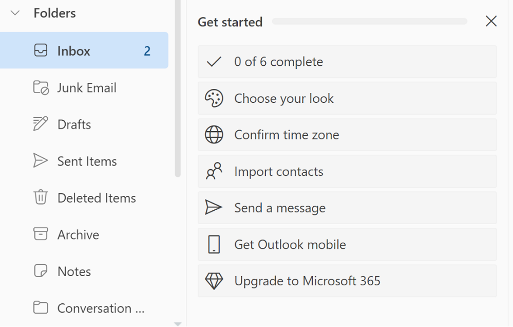 Microsoft365 - getting started guide in the Outlook web app
