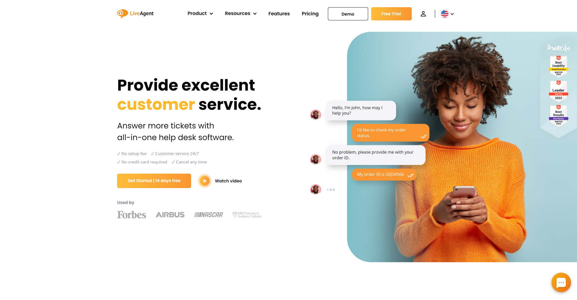 LiveAgent Call Center software hjemmeside