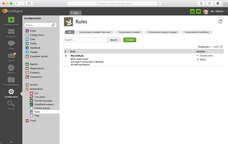 Business_Rules_LiveAgent LiveAgents oversigt over forretningsregler