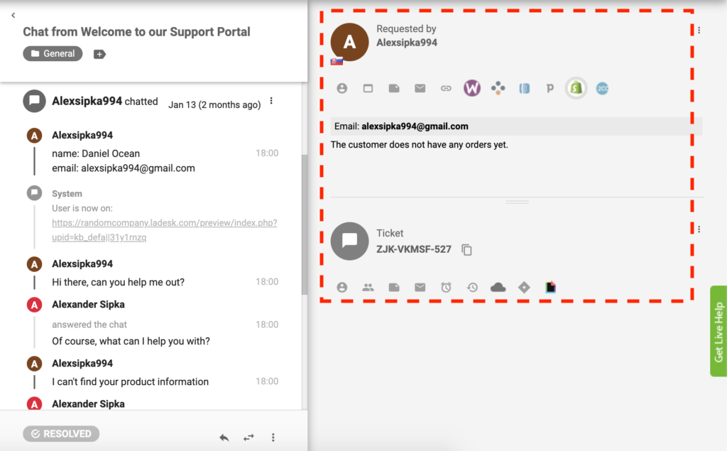 Active Shopify plugin i LiveAgent