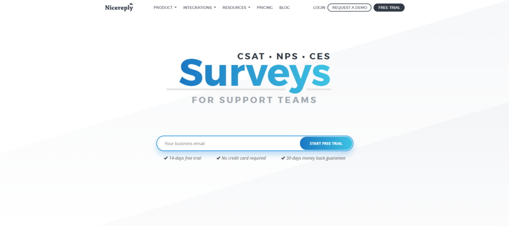 Nicereply hjemmeside