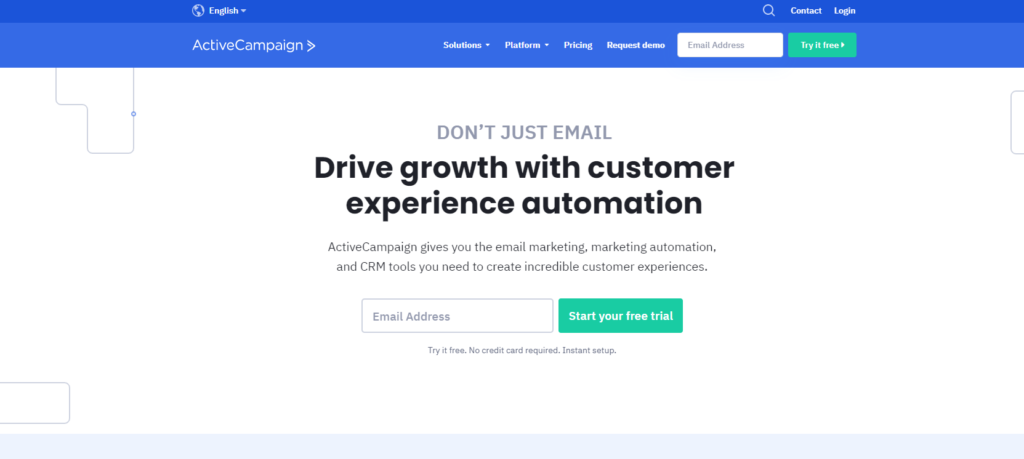 ActiveCampaign hjemmeside