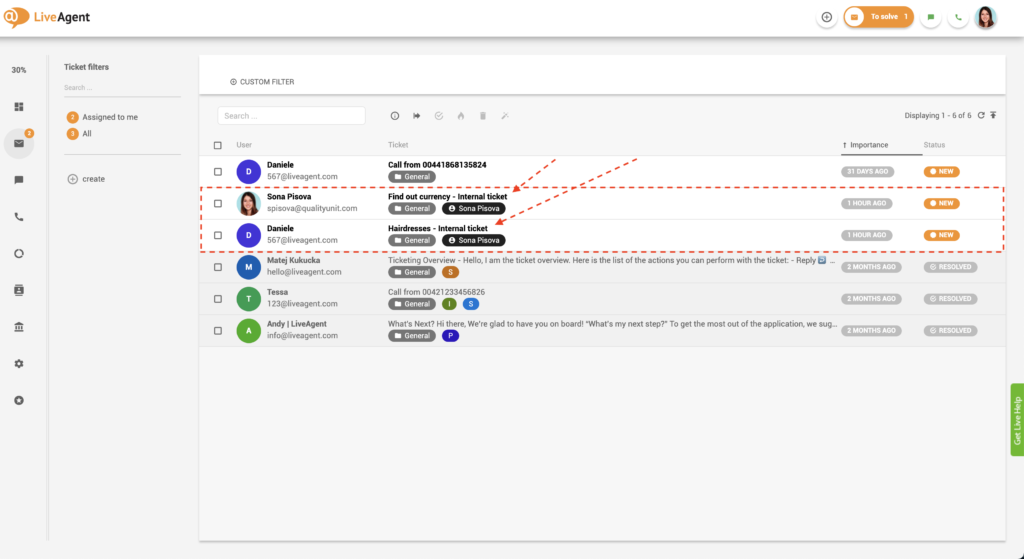 intern billet i helpdesk