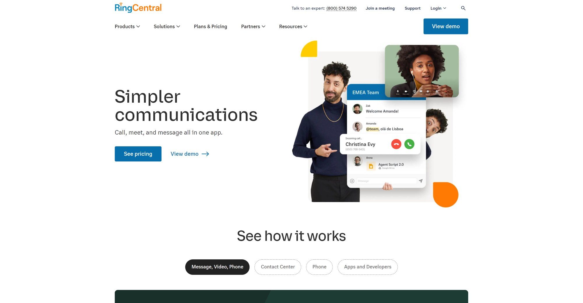 Ringcentral Call Center software hjemmeside