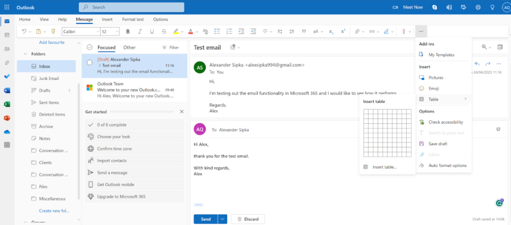 Microsoft365 - email formatting possibilities