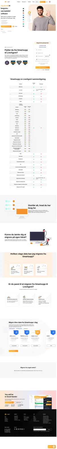 Overfører du fra Smartsupp til Liveagent? Lad os migrere dine data for dig! Kontakt vores supportspecialister og drøft datamigrering med dem.