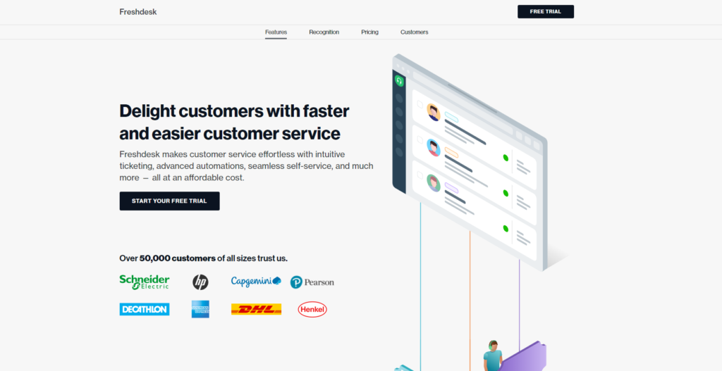 Freshdesk hjemmeside