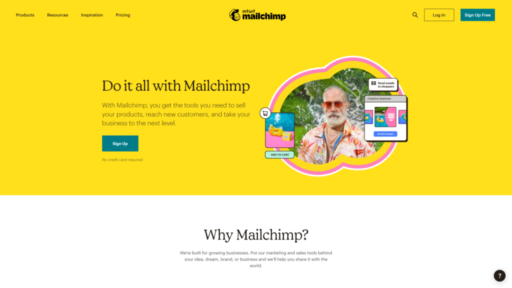 Mailchimp landingsside