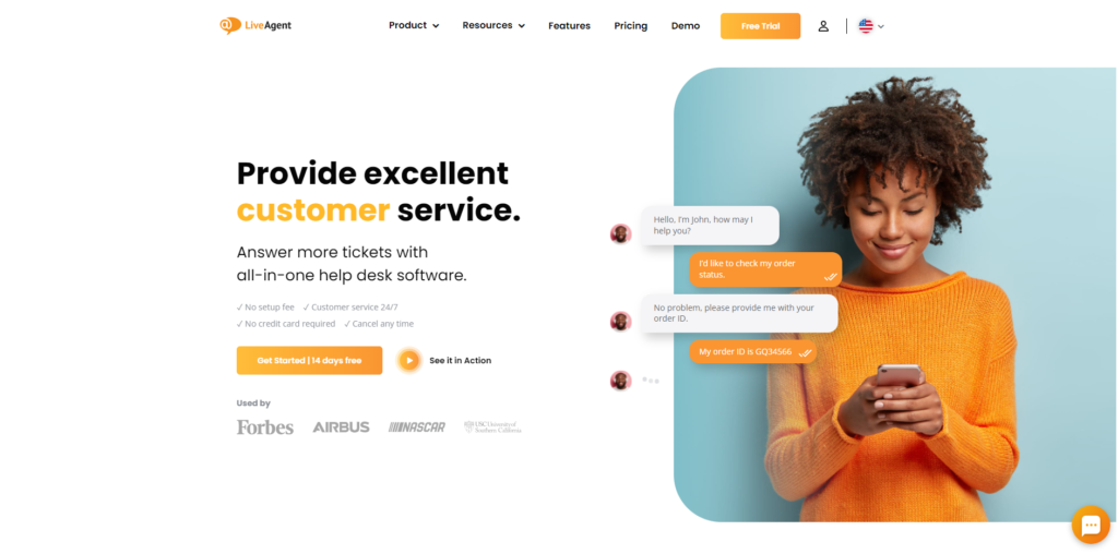 LiveAgents hjemmeside