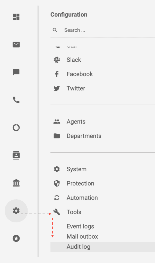 Navigation til Aktivitetslog/Revisionslog i LiveAgent.