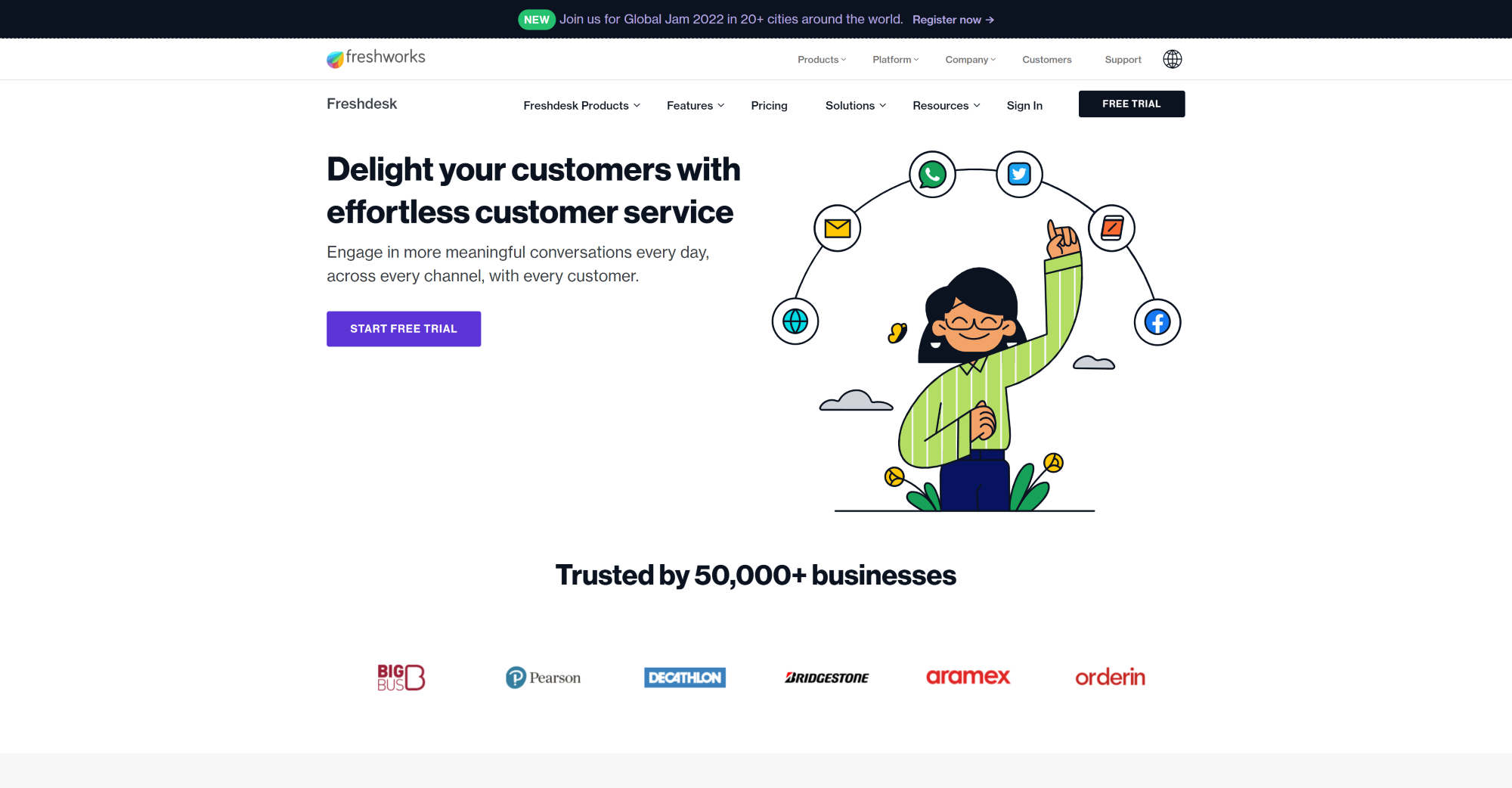 Freshdesk Live Chat-softwarehjemmeside