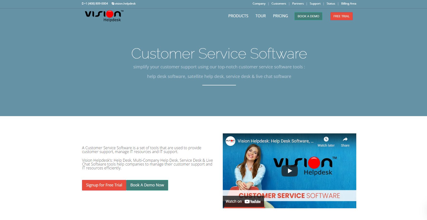 Visionhelpdesk help desk ticketing system homepage