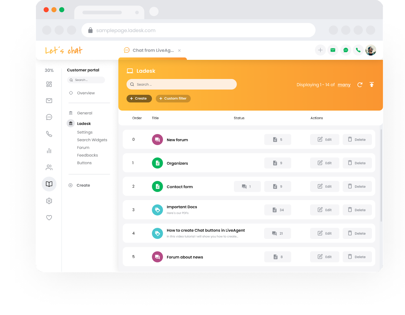 LiveAgent vidensbase supportportal